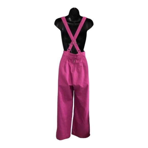 Sincerely Jules pink‎ khaki plunge front overalls jumper size small new - Picture 3 of 16